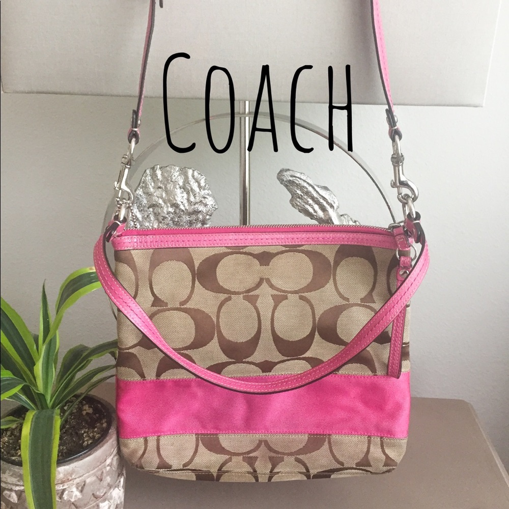 Coach Jacquard Crossbody Pink Bag